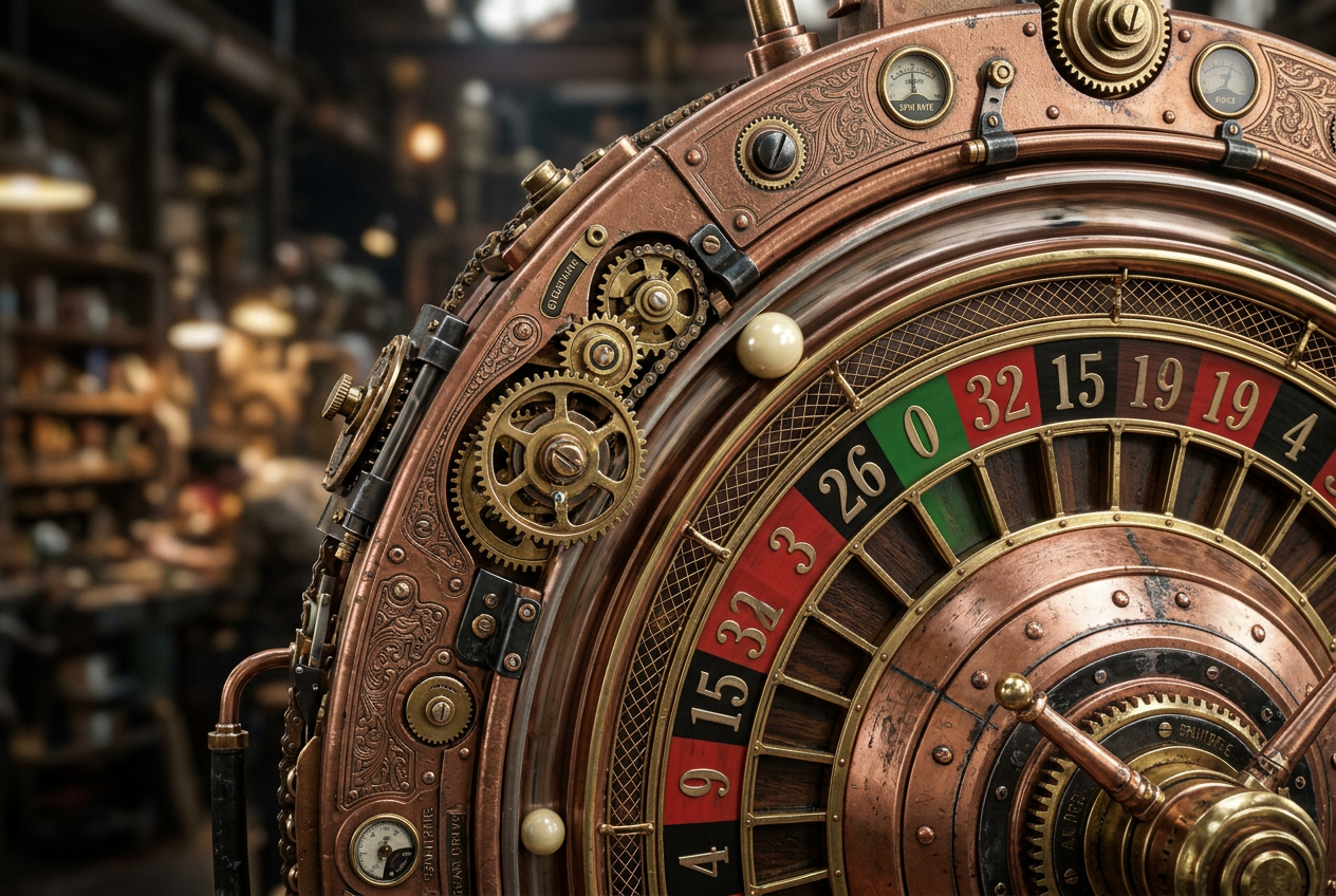 Koło fortuny jako precyzyjne narzędzie mechaniczne w stylu steampunk