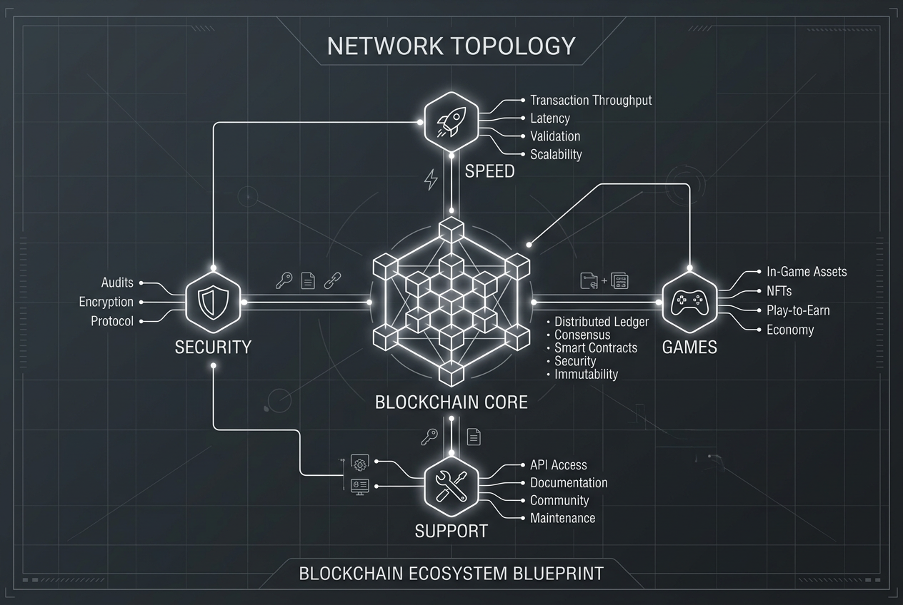 Minimalistyczny schemat techniczny platform kasynowych połączonych z rdzeniem blockchain